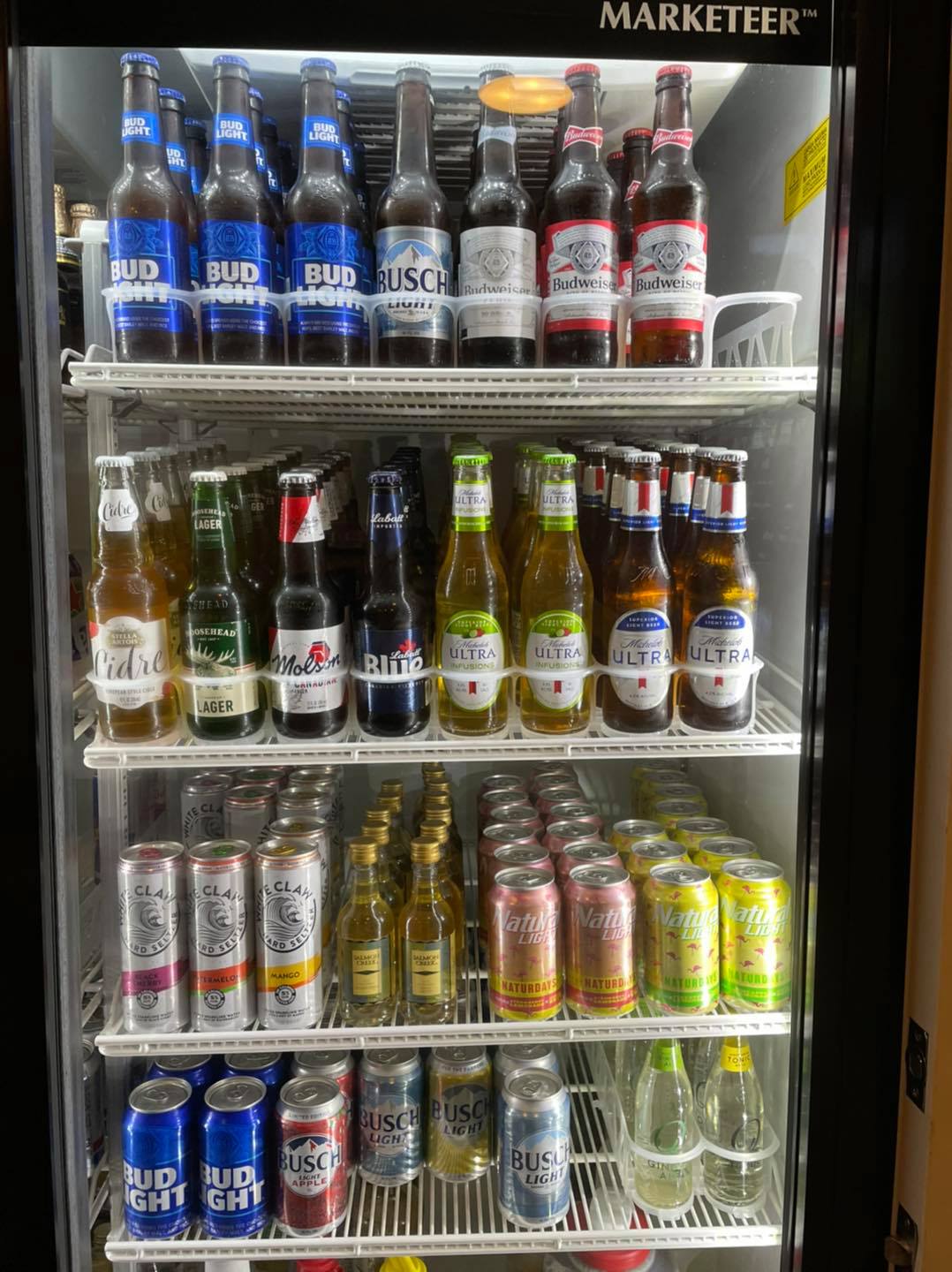 fridge of drinks at Caddy Shack Golf Pub Decatur, IL